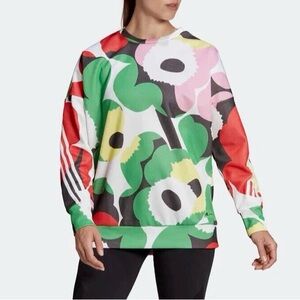 Adidas x Marimekko Bold Print 3 Stripe Pullover Sweatshirt Small